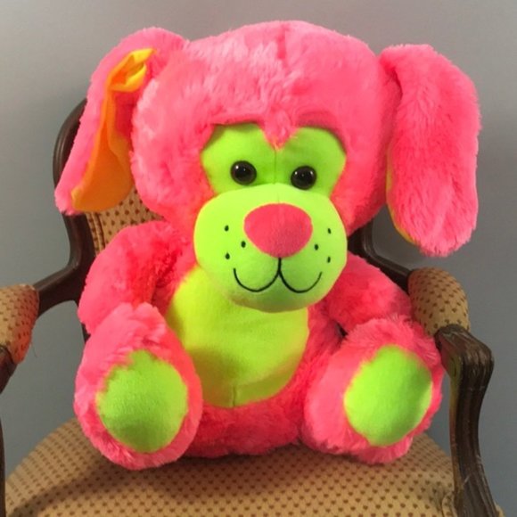 📌Peek-A-Boo neon color soft plush stuffed dog soft toy animal - Picture 1 of 7
